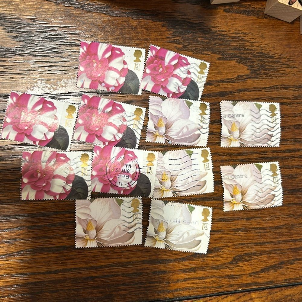 Stamps Flowers print bundle of 12 items vintage